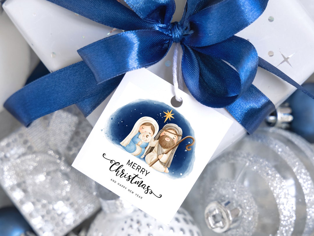 Christmas Gift Tag printable Nativity Tag Party Favors Merry Christmas ...