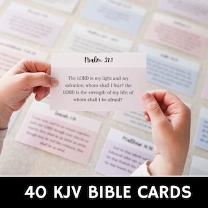 Carte delle Scritture della Bibbia KJV / Set stampabile di 40 / Note di incoraggiamento cristiano / Memorizzazione delle Scritture / Carte di preghiera / Segnalibro della Bibbia