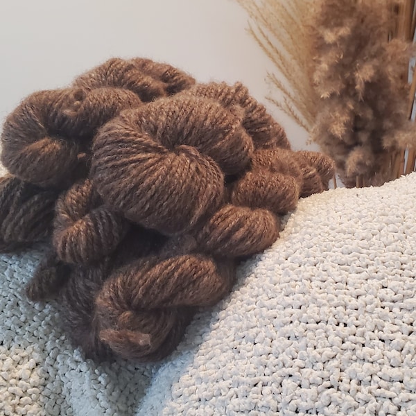 Handspun Cashmere-Alpaca Yarn, 50/50 blend, Natural Brown