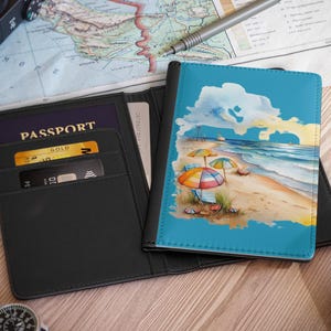 RFID-paspoortcover met vakken, houder voor vakantiereizen, tropisch paspoortetui, ID-beschermer oceaanthema, organizer zomervakantie