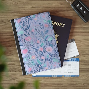 RFID-paspoorthoes met vakken, reishouder, documentenhouder, Globetrotter-paspoortetui, bloemdesign reisportemonnee