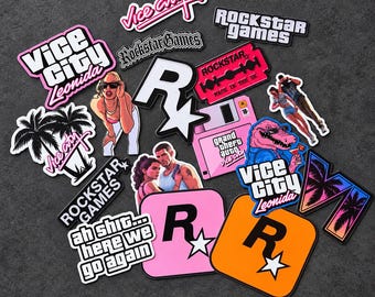 GTA 6 Rockstar 15+ Bundle Vinyl-Aufkleber | wasserfest, kratzfest