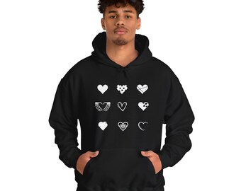 Heart Printed Unisex Heavy Blend™ Hooded Sweatshirts