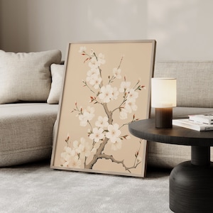 Japandi Wand Kunst Wabi Sabi Wand Kunst Japanischer Druck Moderner Blütenbaum Druck Wohnzimmer Dekor Druckbare Wandkunst Skandinavische Dekoration