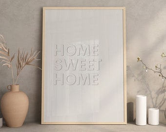 Home Sweet Home Poster, 3D Text Print, Home Quote Print, Trendy Wall Art, Home Entrance Wall Art, Apartment Foyer Decor, Dorm Decor