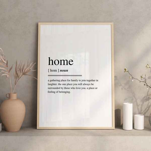 Home Definition Typography Posters, Home Quote Dictionary Vocabulary Print Trendy, Home Entrance Wall Art, Apartment Foyer Wall Decor Modern