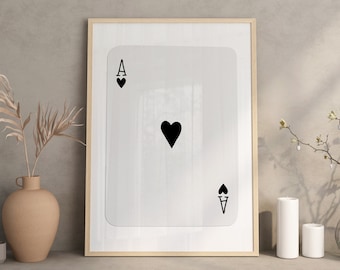Trendy Ace of Hearts Print, Playing Card Poster, Trendy Retro Wall Art, Retro Trendy Aesthetic Print, Retro Poster, Trendy Wall Art, Lucky