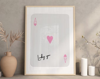 Trendy Ace of Hearts Print, Lucky You Poster, Trendy Retro Wall Art, Retro Trendy Aesthetic Print, Playing Card Poster, Trendy Wall Art