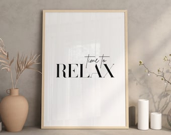 Time to Relax Word Wall Art, Master Bedroom Bathroom Wall Art, Uplifting Mood Spa Salon Prints, Mindfulness Typography, Higher Self Art