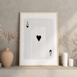 Tendance Ace of Hearts Print, Playing Card Poster, Trendy Retro Wall Art, Retro Trendy Aesthetic Print, Retro Poster, Trendy Wall Art, Lucky