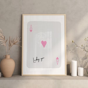 Trendy Ace of Hearts Print, Lucky You Poster, Trendy Retro Wall Art, Retro Trendy Esthetische Print, Speelkaart Poster, Trendy Wall Art