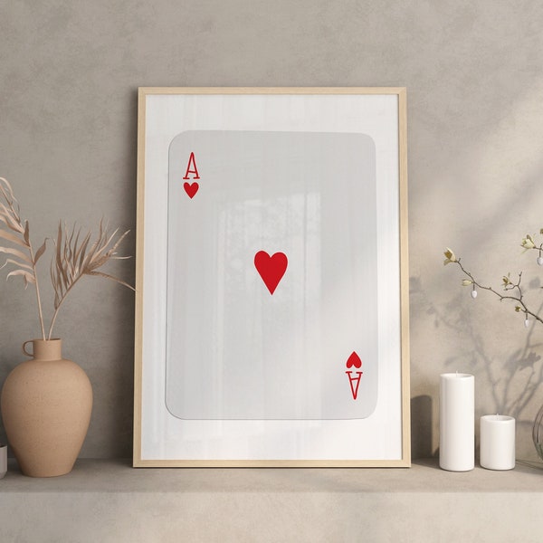 Trendy Ace of Hearts Print, Lucky You Poster, Trendy Retro Wall Art, Retro Trendy Aesthetic Print, Playing Card Poster, Trendy Wall Art