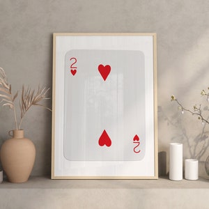 Trendy 2 of Hearts Print, Lucky You Poster, Trendy Retro Wall Art, Retro Trendy Esthetische Print, Playing Card Poster, Trendy Wall Art