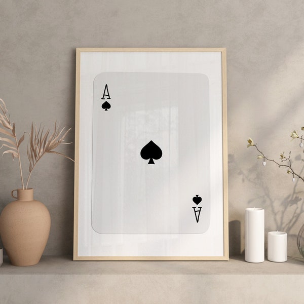 Trendy Ace of Spades Print, Playing Card Poster, Trendy Retro Wall Art, Retro Trendy Aesthetic Print, Retro Poster, Trendy Wall Art, Lucky