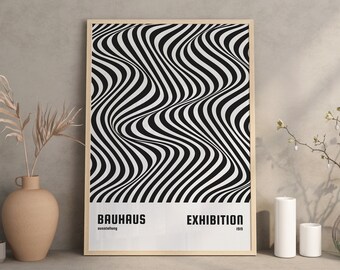 Printable Bauhaus Art Museum Poster, Bauhaus Exhibition Poster, Abstract Print, Mid Century Modern, Trendy Retro Wall Art, Digital Download