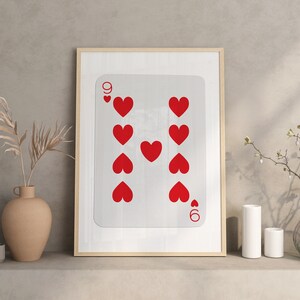 Trendy 9 of Hearts Print, Lucky You Poster, Trendy Retro Wandkunst, Retro Trendy Aesthetic Print, Spielkarten Poster, Trendy Wandkunst