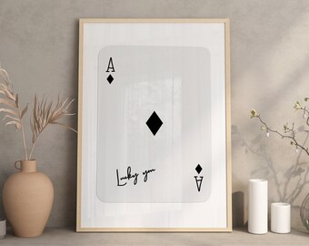 Trendy Ace of Diamonds Print, Lucky You Poster, Trendy Retro Wandkunst, Retro Trendy Aesthetic Print, Spielkarten Poster, Trendy Wandkunst