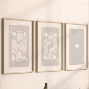 Set alla moda di 3 carte da gioco Stampa, Lucky You Poster, Trendy Retro Wall Art, Stampa estetica alla moda retrò, Carta da gioco Ace, Stampa digitale