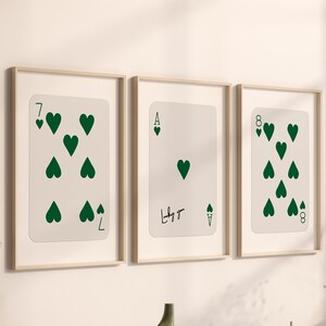 Trendy Set of 3 Ace of Hearts, Lucky You Poster, Trendy Retro Wall Art, Retro Trendy Aesthetic Print, Playing Card Poster, Trendy Wall Art