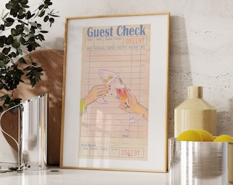Gast Check Print Trendige Wandkunst Gast Check Poster Retro Wandkunst Barwagen Dekor Trendige druckbare Wandkunst Preppy Prints Barwagen Drucke