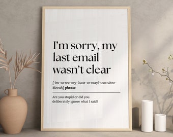 Funny office wall art, Printable wall art, home office decor, work from home art, definition print, office wall decor, digital download