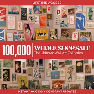 100000 WHOLE SHOP Wall Art Bundle, Printable Wall Art, Maximalist Decor, Trendy Aesthetic Prints, Eclectic Wall Art, Vintage Prints, Digital