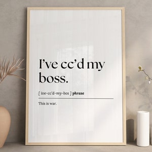Funny office wall art, Printable wall art, home office decor, work from home art, definition print, office wall decor, digital download