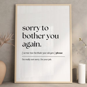 Funny office wall art, Printable wall art, home office decor, work from home art, definition print, office wall decor, digital download