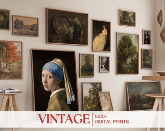 1500+ Vintage Printable Wall Art MEGA BUNDLE for Home Decor, Vintage Art Print Set, Eclectic Gallery Wall Prints, Trendy Wall Art Posters