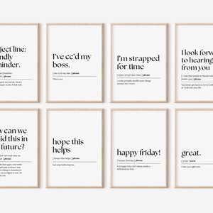 50 Funny office prints, Printable wall art, home office decor, work from home art, definition print, office wall decor, digital download image 3
