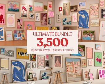 Paquete Mega de más de 3500 impresiones de arte mural para decoración del hogar, juego de impresiones de arte vintage, impresiones de pared de galería ecléctica, paquete de decoración de pared de galería ecléctica