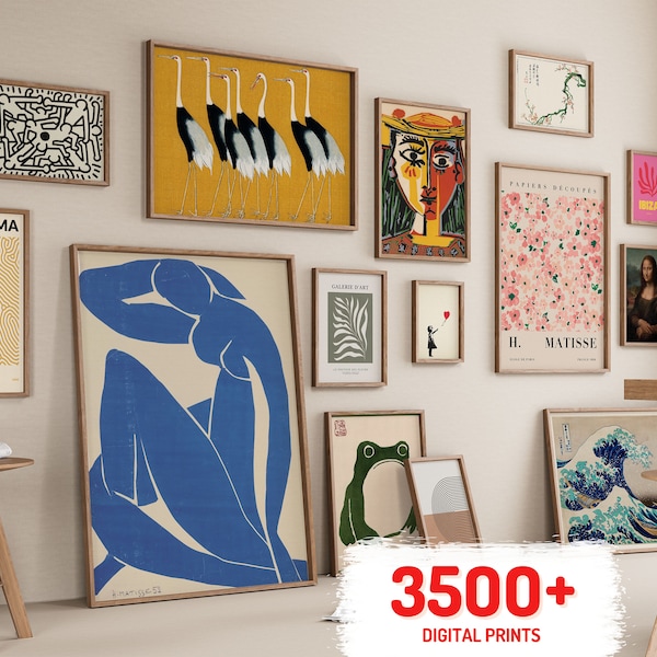 3500+ druckbare Wandkunst MEGA BUNDLE für Wohnkultur, Vintage Kunstdruck-Set, Eklektische Galerie-Wanddrucke, Eklektische Galerie-Wand-Dekor-Bundle