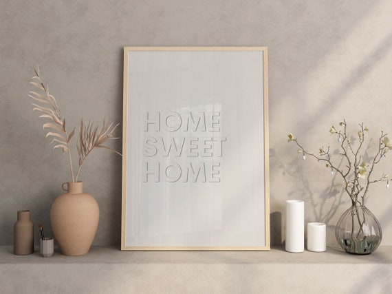 Home Sweet Home Poster, 3D Text Print, Home Quote Print, Trendy Wall Art, Home Entrance Wall Art, Apartment Foyer Decor, Dorm Decor