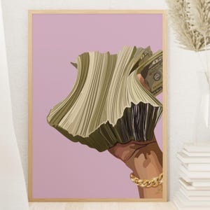 arte negro / dinero del arte negro / estética del arte negro / póster de arte negro / estética de los 90 / póster rosa / arte de pared con dinero / minimalista