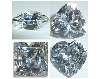 Lab Created SAPPHIRE Marquise, Trillion, Square, Heart White Faceted Gemstones Fine Cut AAA