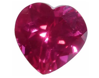 Lab Created RUBY Heart (2 options) Faceted Loose Gemstones since 1989 USA