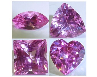 Lab Created SAPPHIRE Marquise, Trillion, Square, Heart Pink Faceted Gemstones Fine Cut AAA