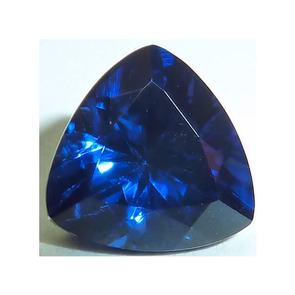 Lab Created SAPPHIRE Trillion Deep Blue Faceted Gemstones Fine Cut AAA