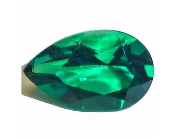 Lab Created EMERALD Green Pearshape (2 options) Faceted Loose Gemstones since 1989 USA