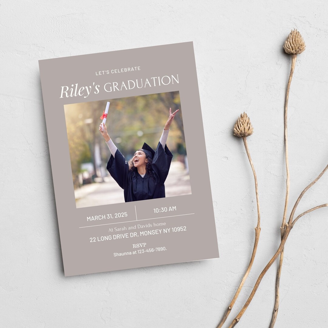 Digital Graduation Invitation, Photo Graduation Announcement, Grad