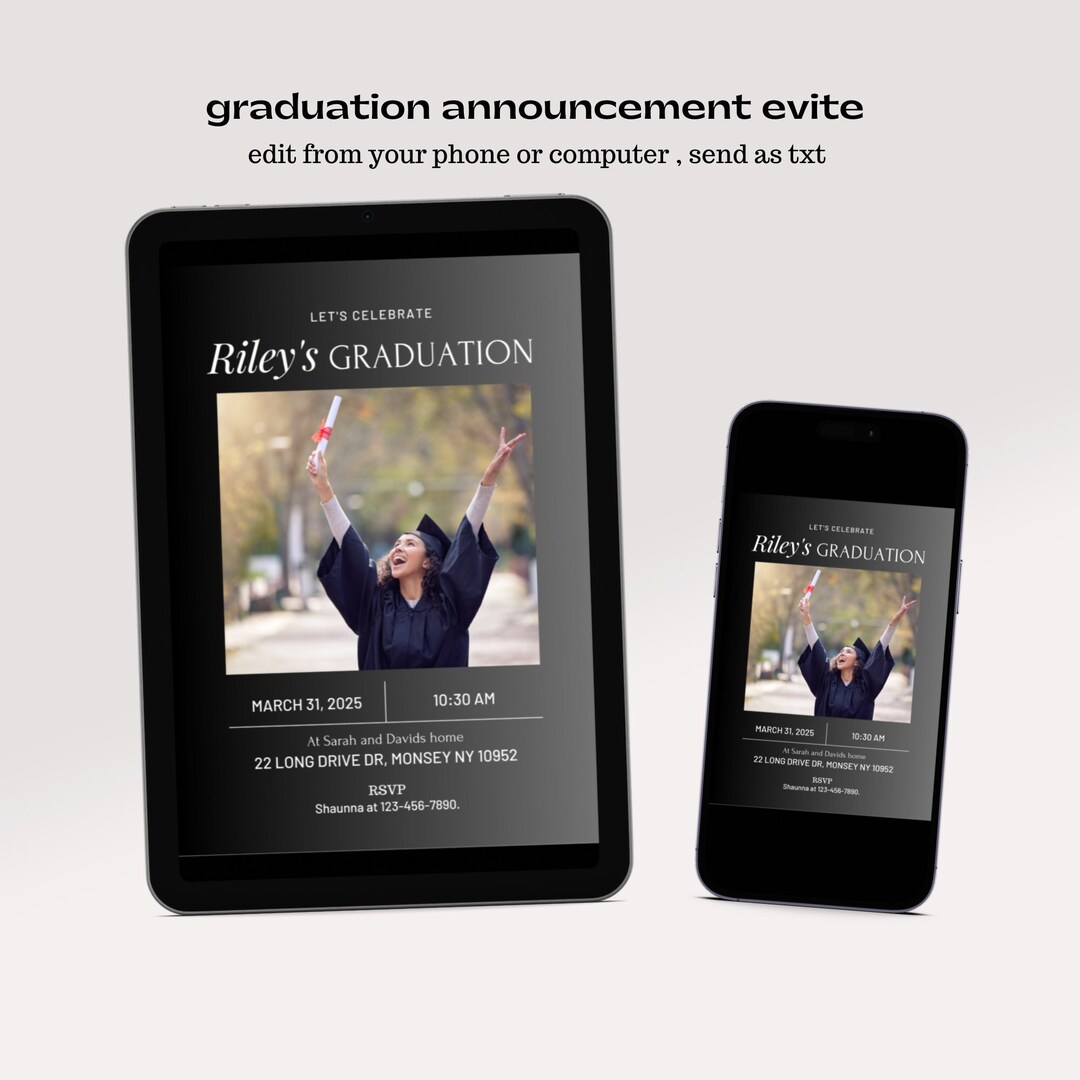 Digital Graduation Invitation, Photo Graduation Announcement, Grad