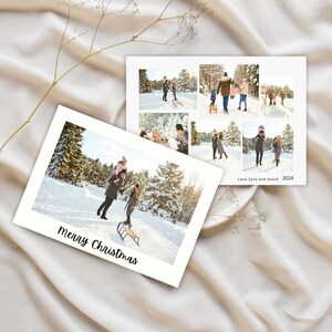 Photo Christmas Card Template, minimalist Christmas card, Editable Simple Holiday Card With Photos, family card