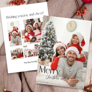 Minimalist Christmas Card Template, Printable Christmas card, Editable Simple Holiday Card With Photos, Instant Download