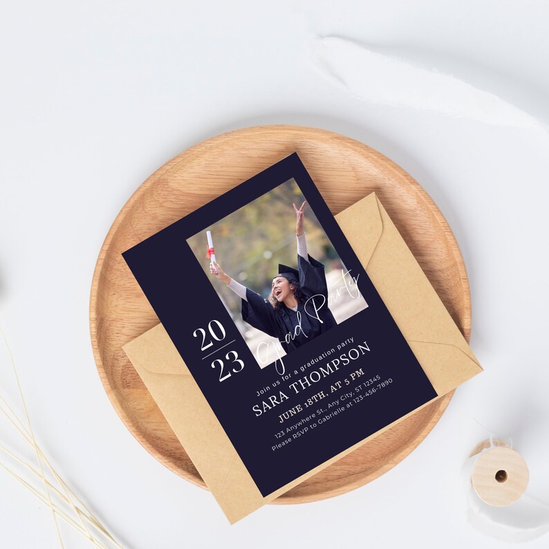 Graduation Iv Minimalist Photo Graduation Announcement, Digital Graduation Invitation ...