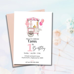 Invito di compleanno per carnevale, invito per caramelle per festeggiamenti dolci, invito per compleanno di ragazze, modello modificabile, download immediato
