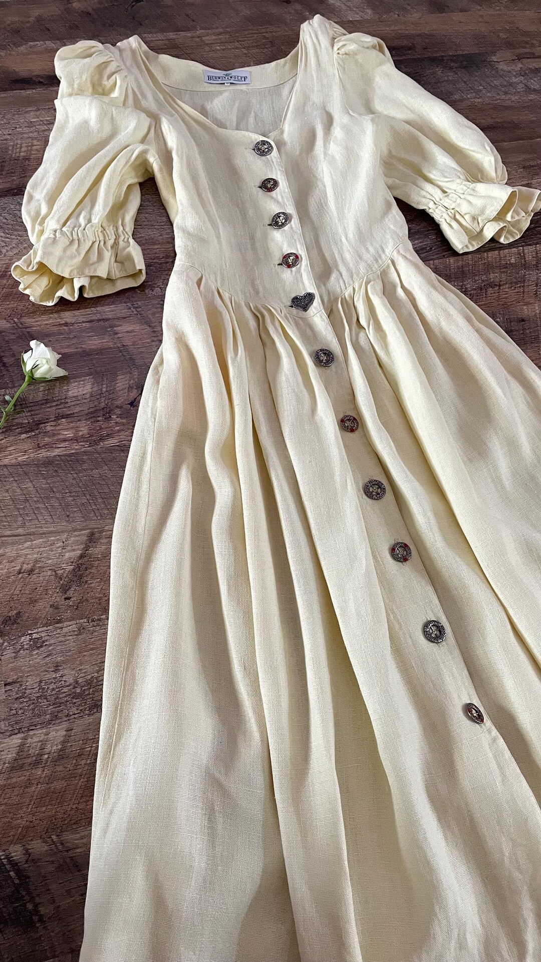 Linen Yellow Austrian Dress - SMALL main image 0