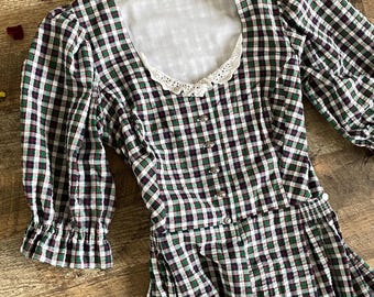 Vintage Checked Cotton Dirndl Dres