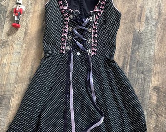 Vintage Black & Pink Dirndl Dress — Almenrausch München — Size 36
