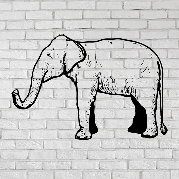 Elephant silhouette, animal file svg, png, pdf | Elephant cutting file | Elephant Clip Art | Animal portrait