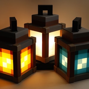 Pixelated Night Light Lantern Night Lamp Birthday Gift Kids Bedroom Decoration Gamer Room Decor image 1